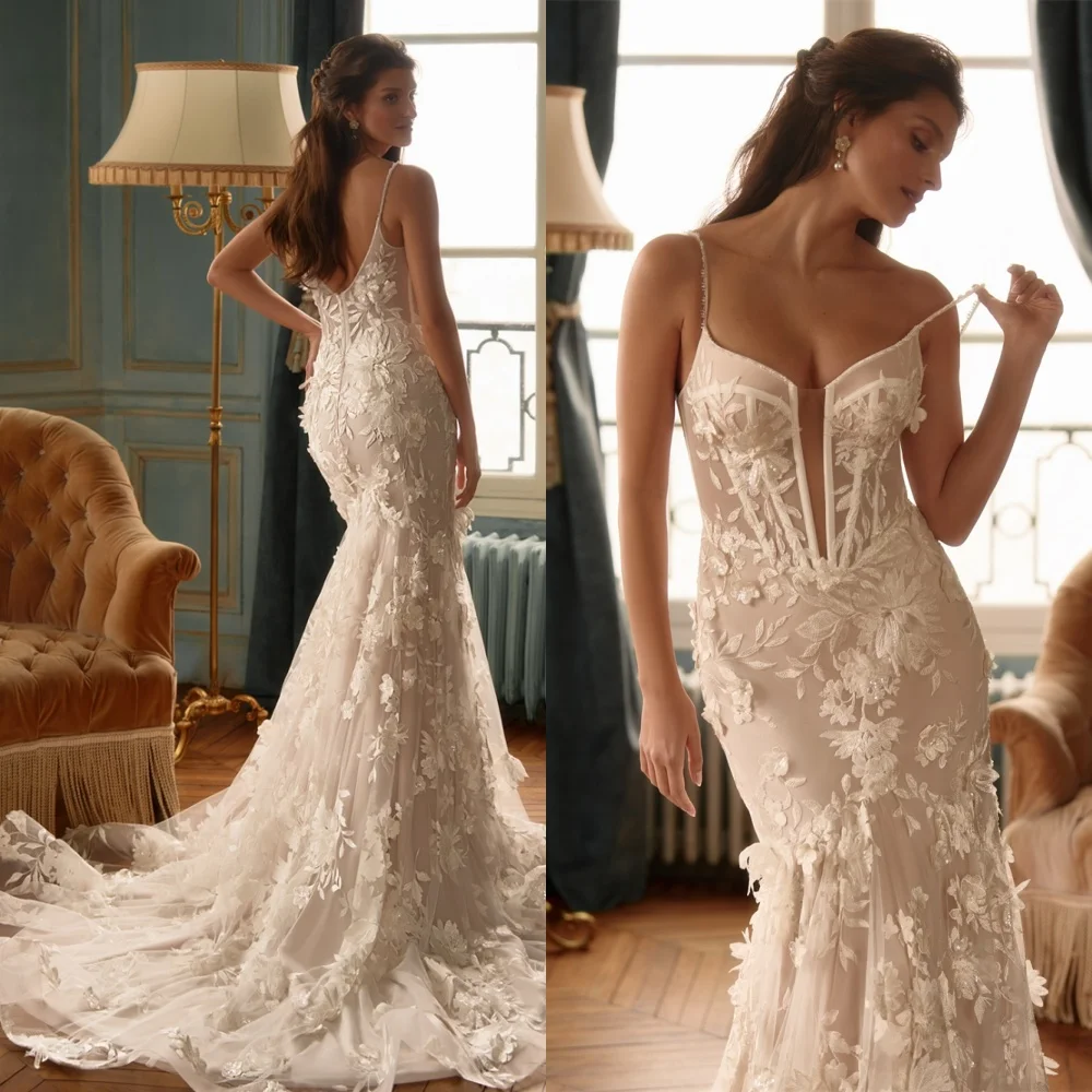 

Customized Charming White Tulle Wedding Dress Elegant Strapless Spaghetti Straps Bridal Party Exquisite Zipper Back Bridal Gowns