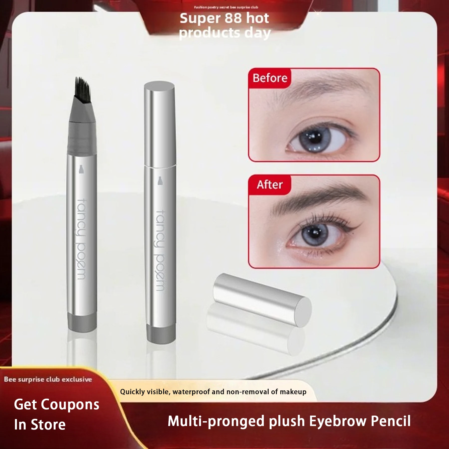 

Fancypoem Multi-Fork Pomade Водный карандаш для бровей Долговечный, водостойкий, не удаляющий, укореневый, дикие брови