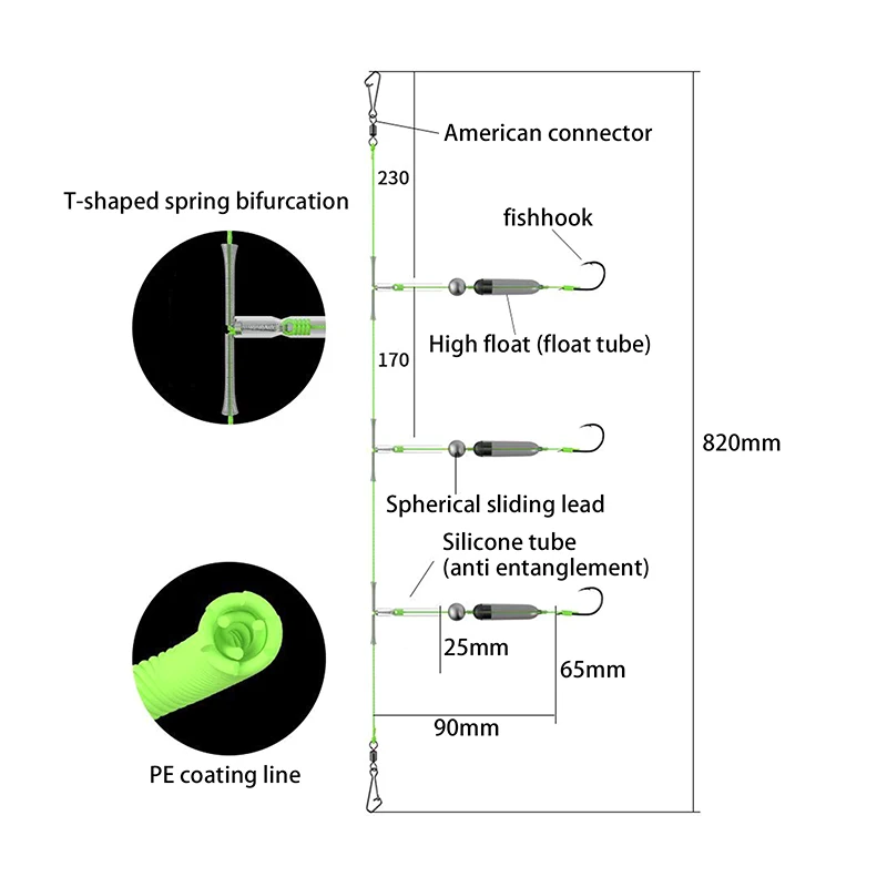 

1Pc 3 Hooks Fishing Hair Rigs Hook Barb Iseni Hook Carp Fishing Hook Ready-to-Use Size 3#-7# Carp Rigs Fishing Lure