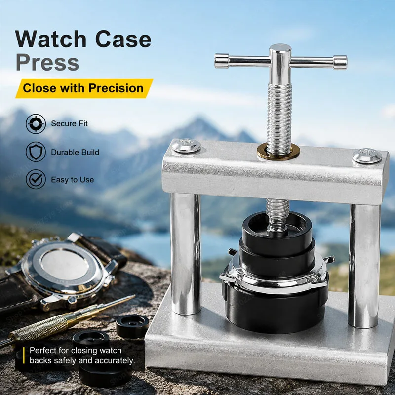 18PCS Portable Desktop Watch Capping Machine Set With Round and Square Rubber Molds. Special Tools for Self-taught Watch Repair.