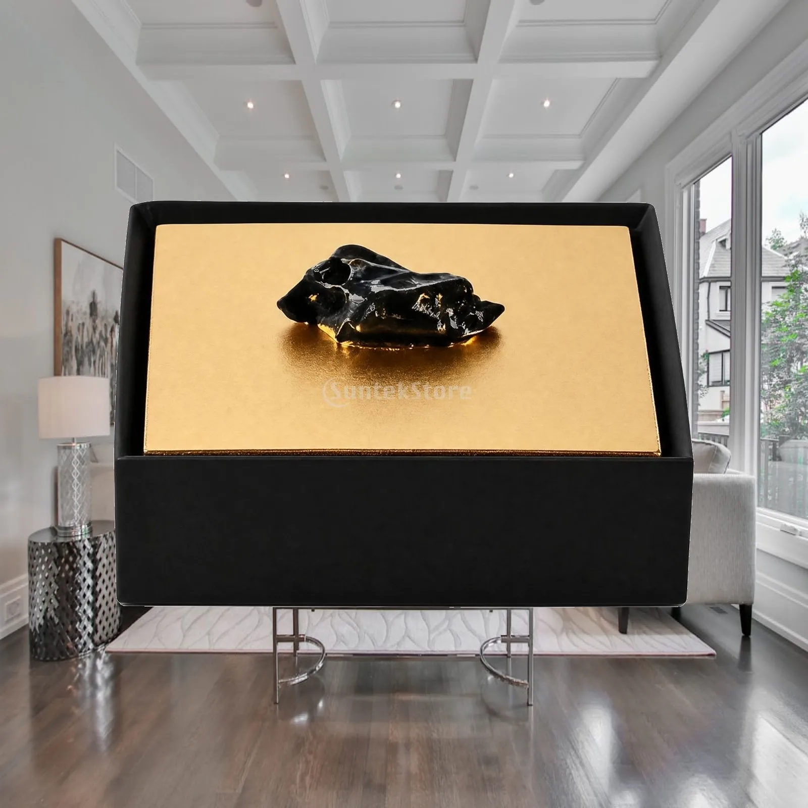 Geometric Decorative Storage Box Sturdy Synthetic Resin Decorative Box Gold Modern for Study, Dressing Area