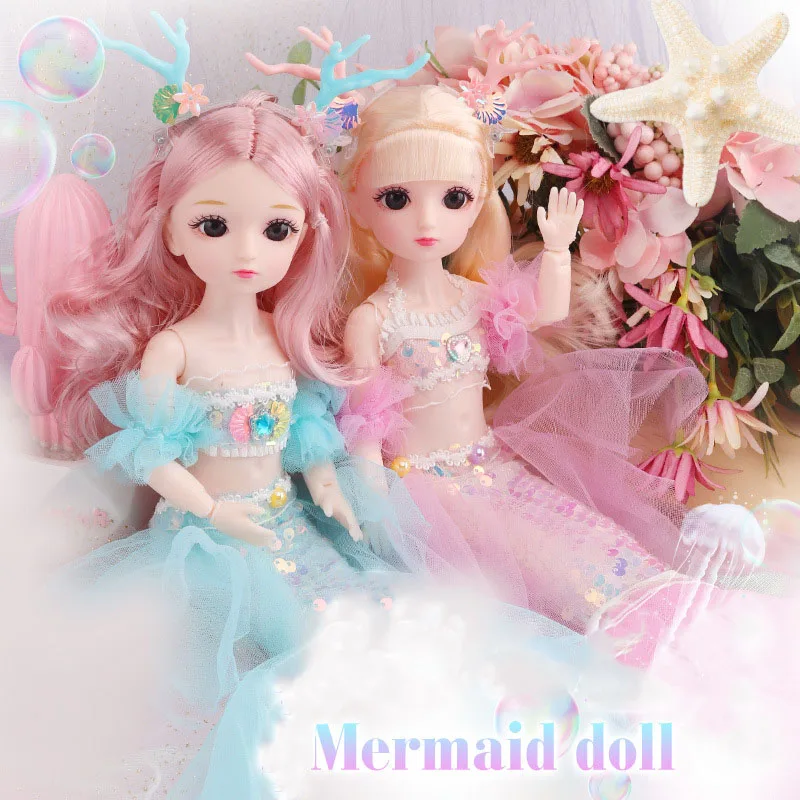 1pcs 30cm Creative Mini Mermaid Doll Toy 23 Joints Fashion Model Girl Gift Cartoon Children Girl Princess Doll Set Birthday Gift