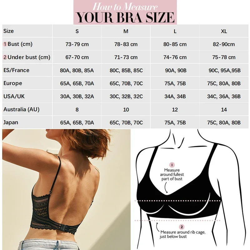 Backless Lace Bra Triangular Sexy Bralette Soft Low Back Biustonosz Women Lingerie Sexy Lace Bras for Women