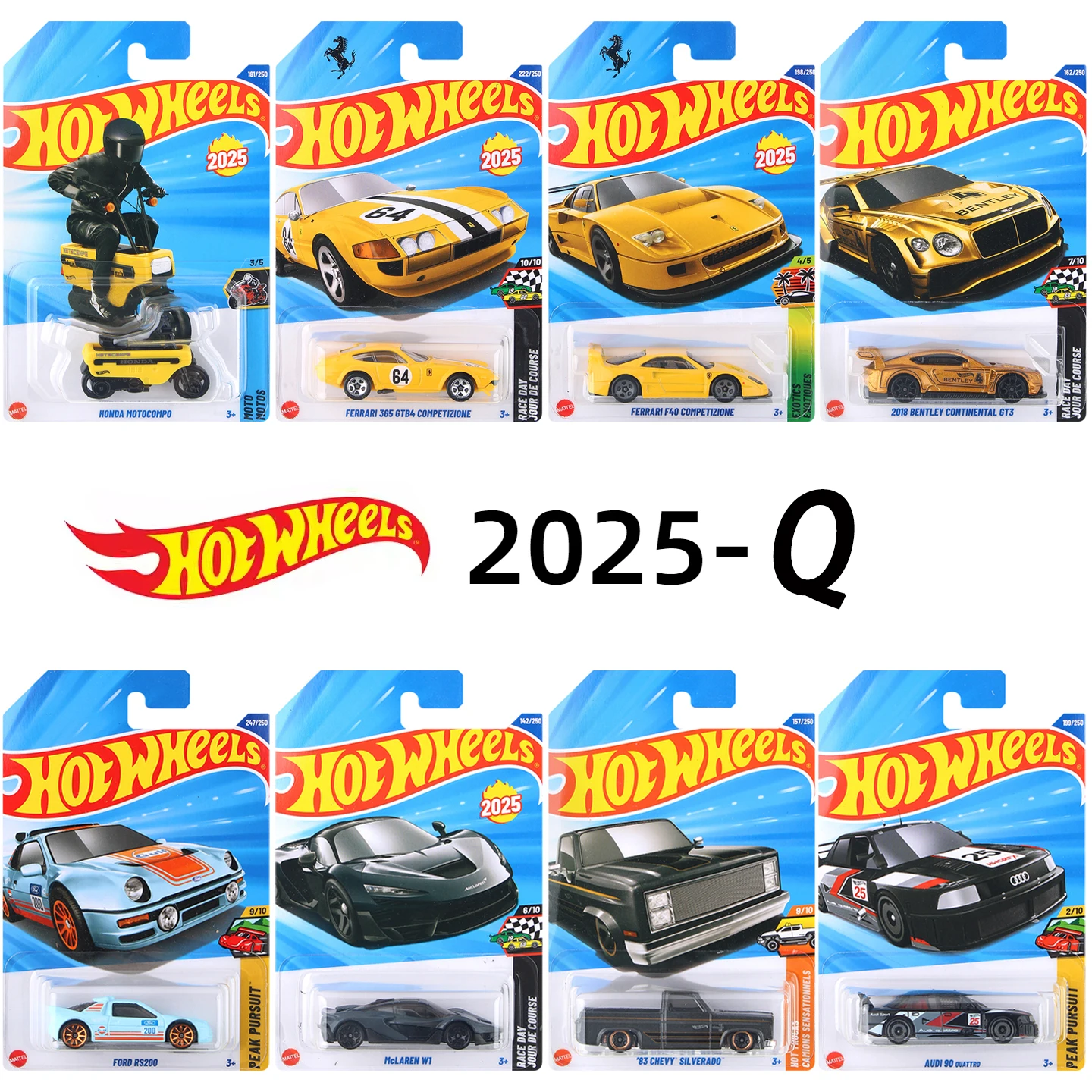 Hot Wheels C4982 2025-Q حافظة سيارات مصنوعة من خليط معدني، فيراري SF90/F40/365 GTB4 تشيفي سيلفرادو، مجموعة نماذج دييكاست 1:64 ألعاب للأطفال