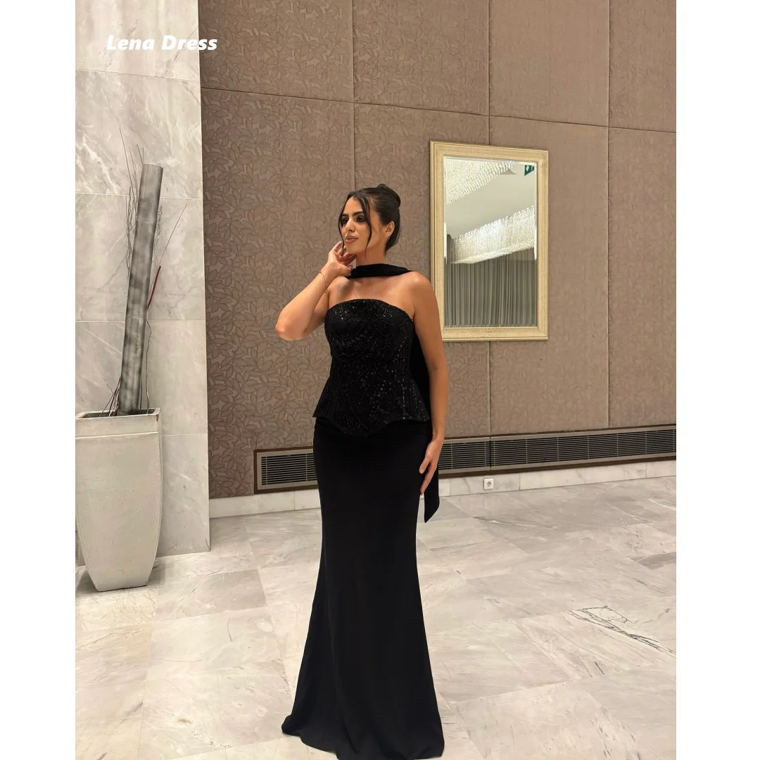 

Lena Black Elegant Gown Shawl Luxurious Women's Evening Dresses Woman Elegant Luxury Women Evening Dress Customized Beaded Prom