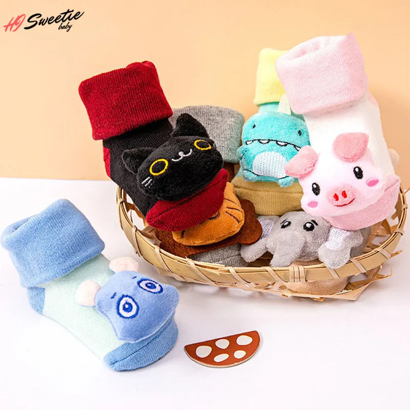 Newborn Baby Socks Cute Cartoon Animal Anti-Slip Socks Baby Girls Boys Kid Floor Socks 0-6-12 Months