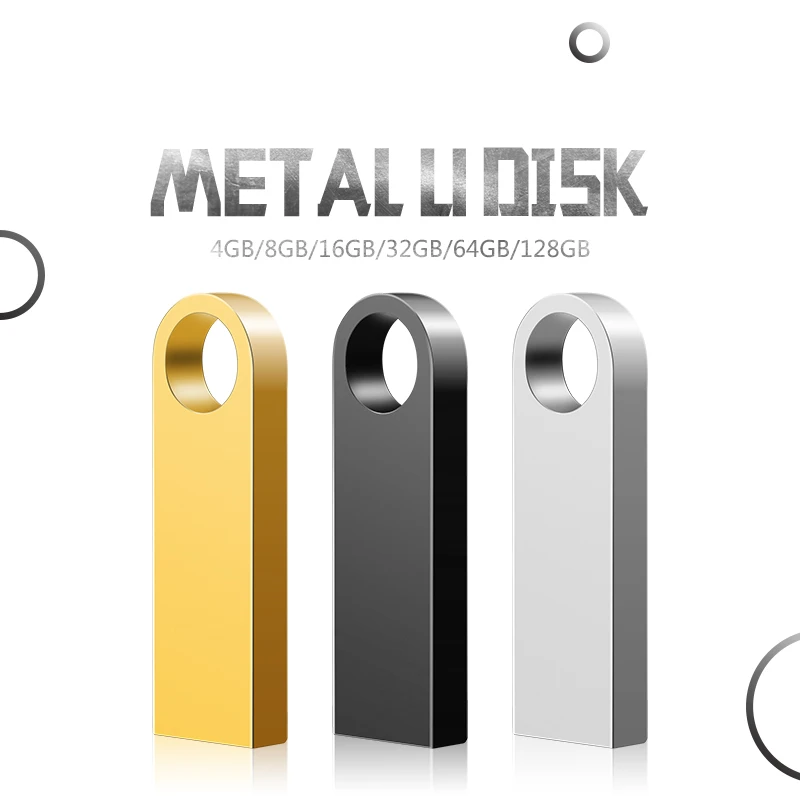 usb Flash Drive 64GB 32GB 16GB 8GB 4GB Pen Drive Pendrive Waterproof Metal Silver u Disk Memoria Cel usb Stick Gift