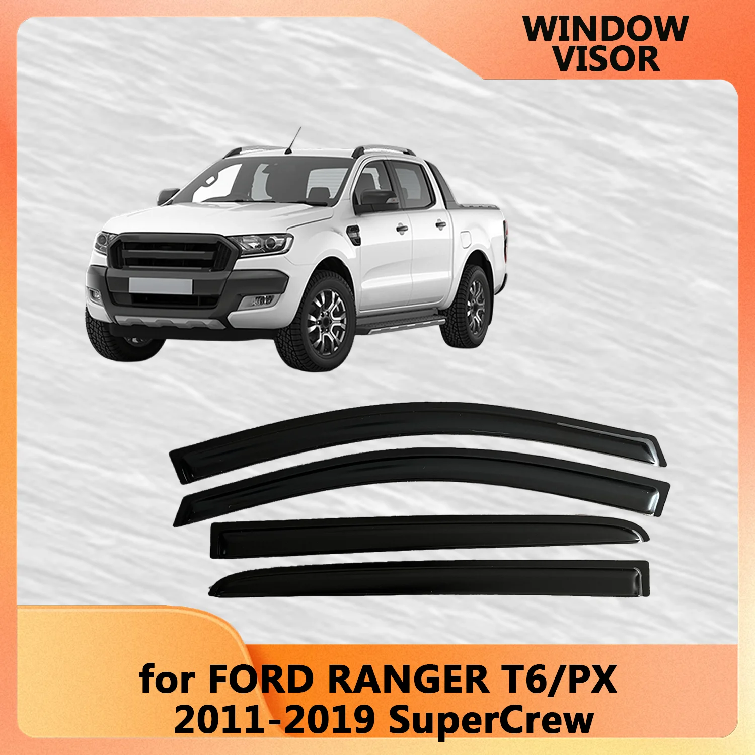 

Дефлекторы окон для FORD RANGER T6 PX 2011-2019 SuperCrew, защита от дождя, ветра и солнца, боковые ветровики