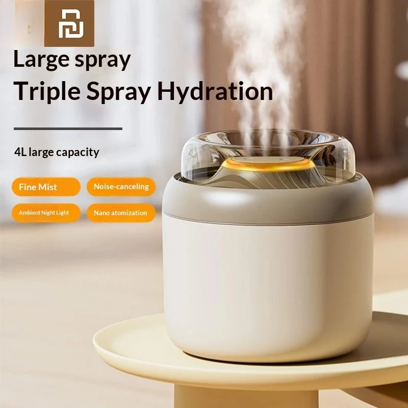 Youpin 4L humidificateurs d'air grande capacité muet arôme huiles essentielles diffuseur trois ports pulvérisation eau veilleuse humidificateur