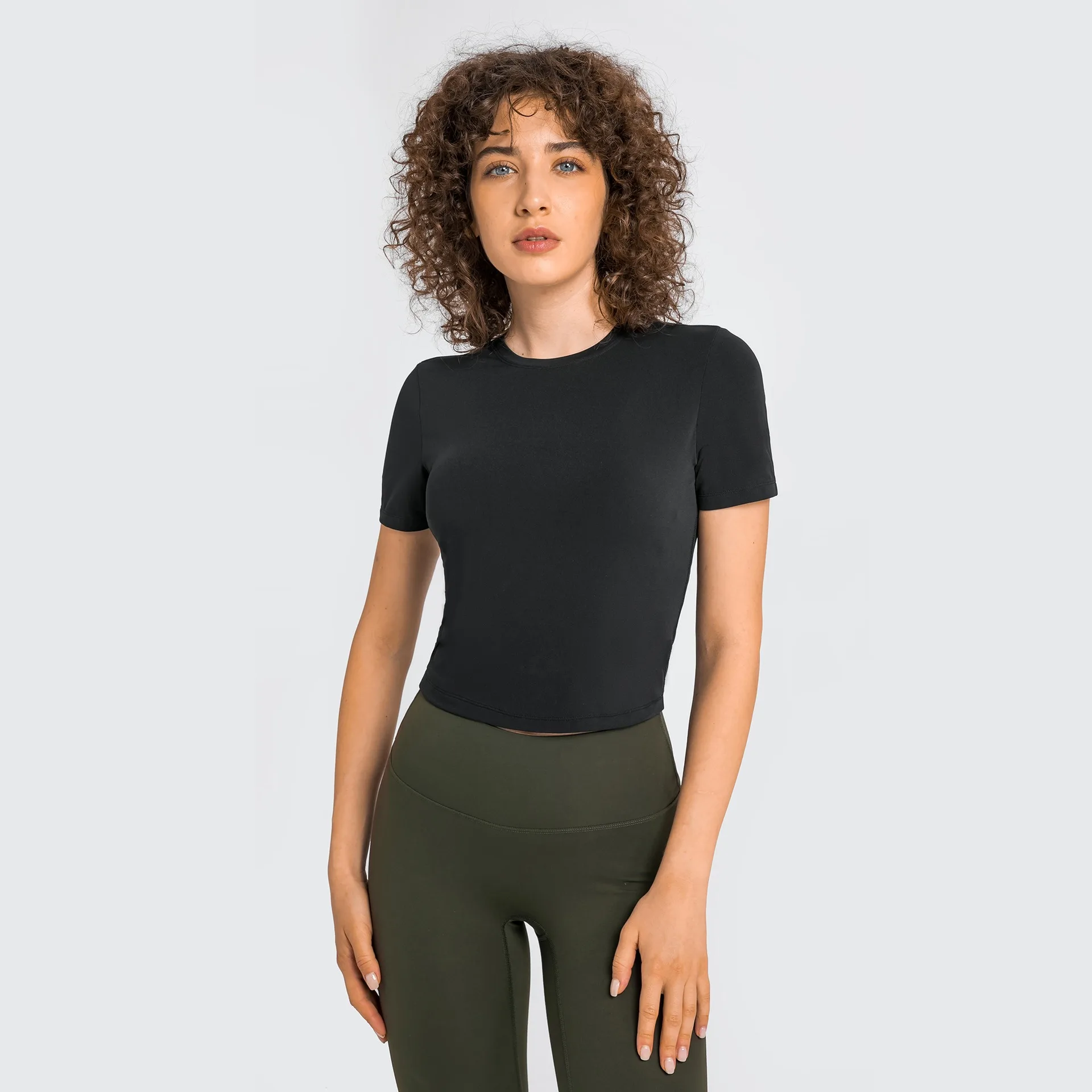 

Lemon Summer Stretch Fit Gym Workout Shirts Women Short Sleeve Plain T-shirts Buttery Soft Yoga Athletic Crop Top 2026 New