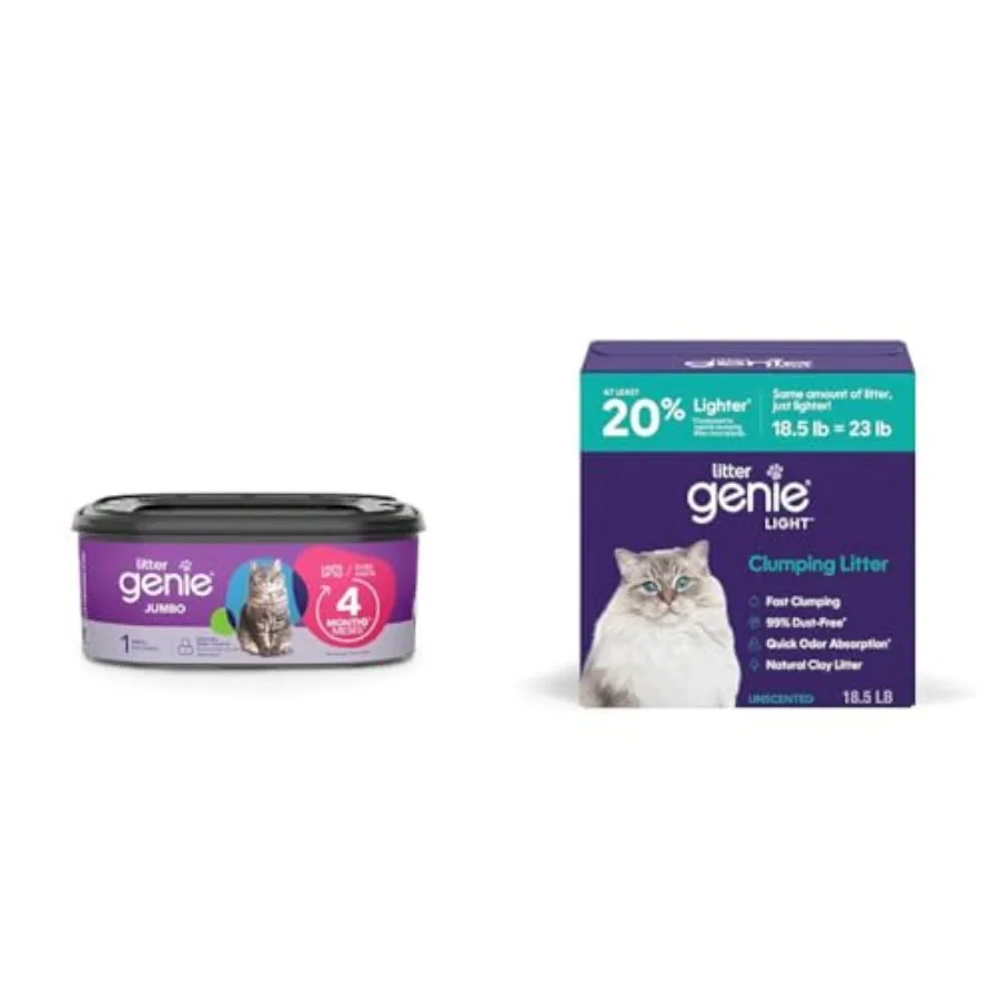 

Наполнитель для кошачьего туалета Jumbo, 1 упаковка, легкокомкующийся, 18,5 фунтов, сменные пакеты для удобной уборки и контроля запаха