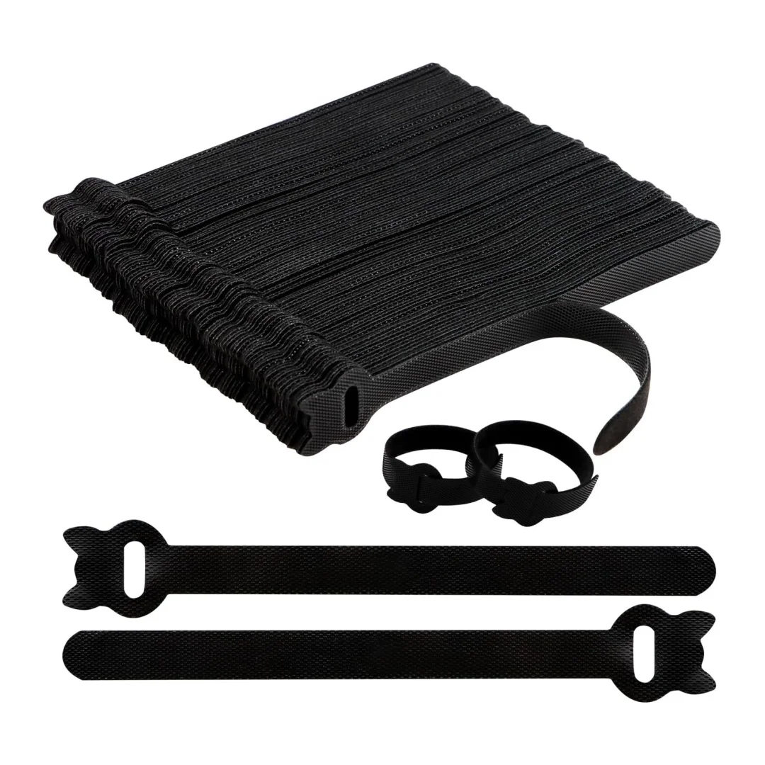 Cable ties, reusable hook and loop rope fasteners, cable packaging for rope management and home desk organization，100 pieces