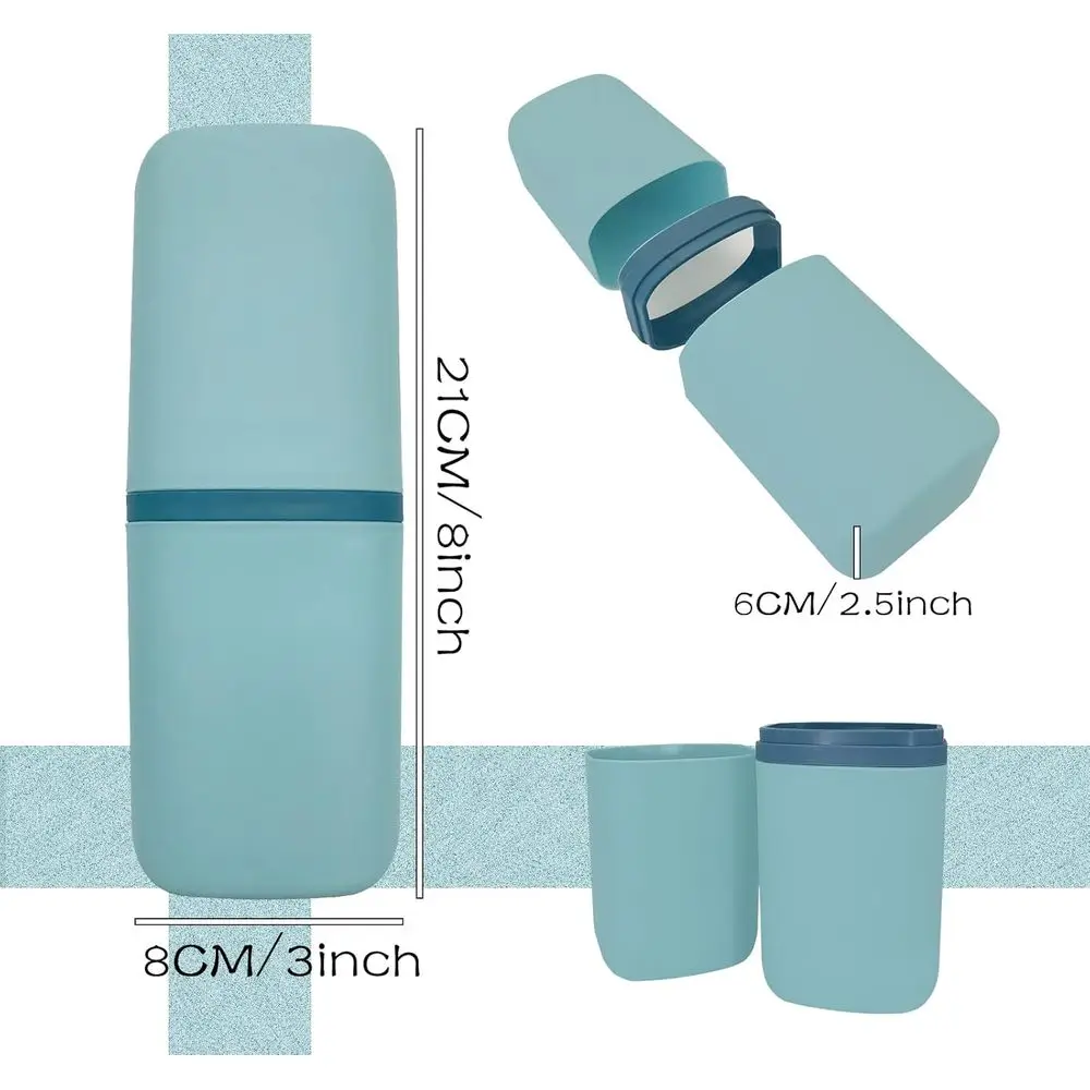 Portable Travel Toothbrush and Cup Set with Toothpaste Holder for Camping, School, and Travel