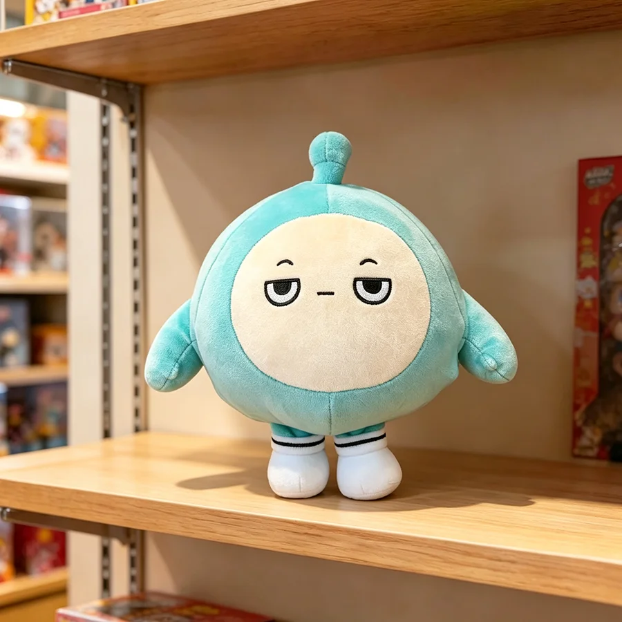 23cm Kawaii Blue Eggy Party Plush Toy Soft Sofa Pillow with Grumpy Face Comfortable Kids Companion Home Decor Gift