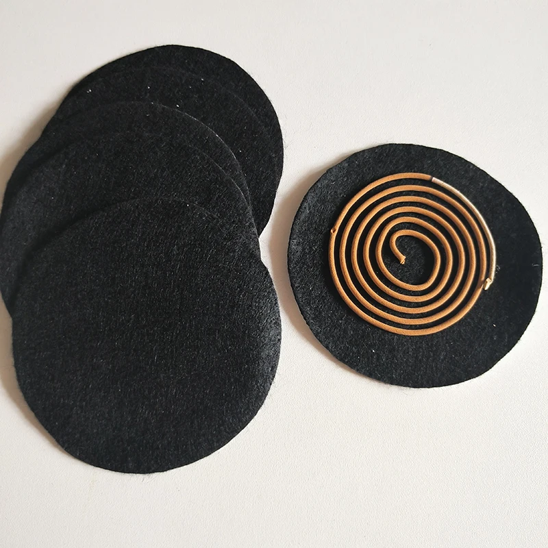 5pcs/lot 10/12cm Fireproof Incense Burner Mat with Black Aluminum Foil for Sandalwood Incense Coil Flame Retardant Cotton Pads