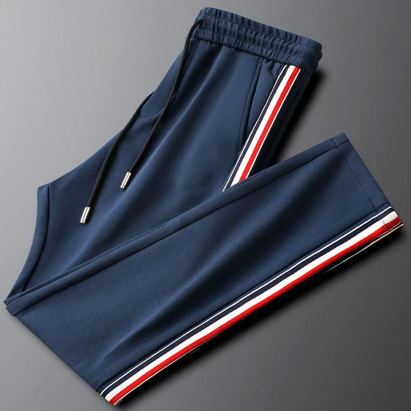 Autumn and winter 2024 new cotton side striped casual sports pants men slim men embroidered sweatpants