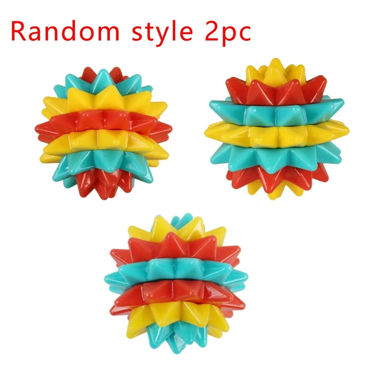 2pcs  Dog Teething Toys Random Color Durable TPR Geometric Pattern Chew Toys For Aggressive Chewers