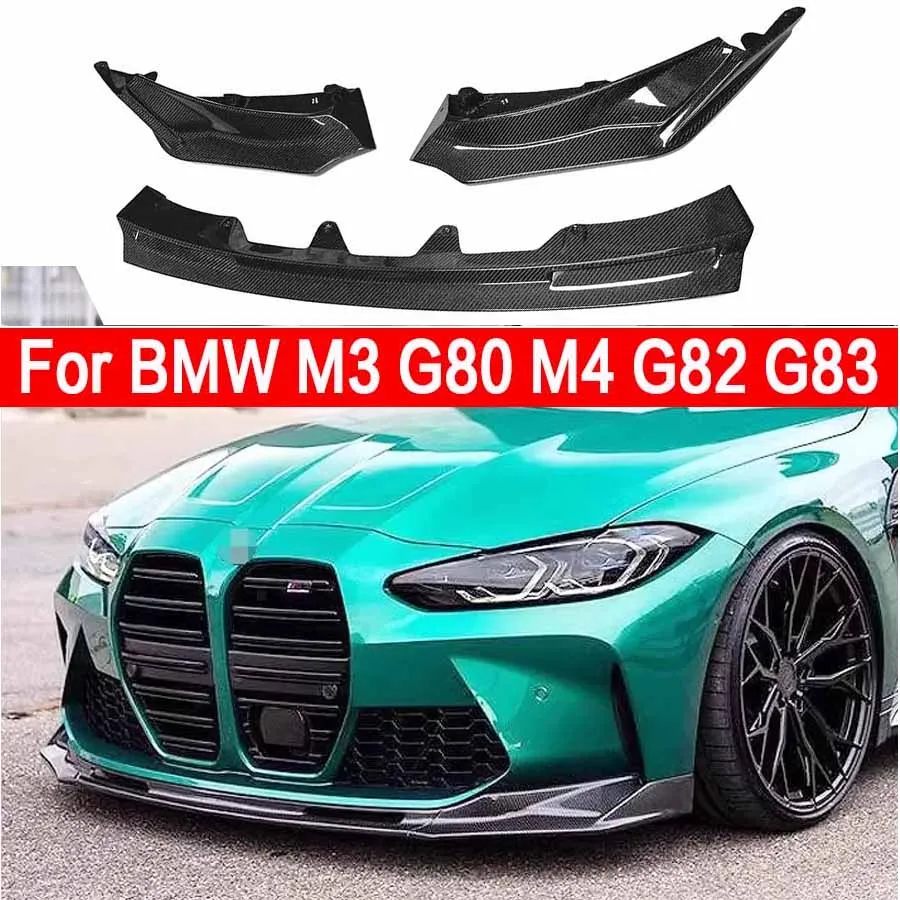 For BMW M3 G80 M4 G82 G83 V Style Carbon Fiber Front lip Car Front Bumper Diverter Spoiler Diffuser Front lip chin body kit