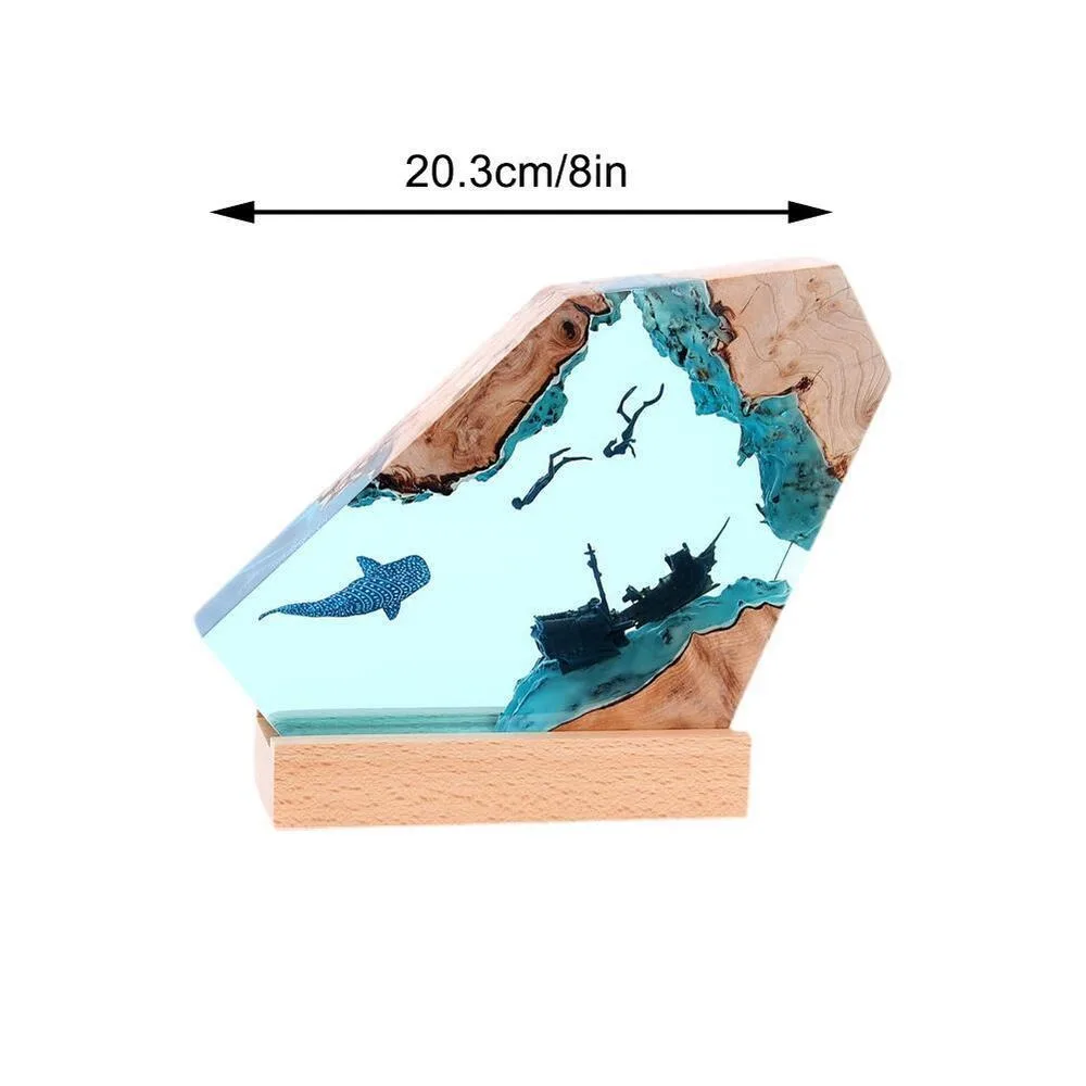 Frei tauchen Meeresboden Welt Harz Tisch licht USB-Gebühr 2 Taucher Kunst Dekoration Lampe Tauchen Höhle Erkundung thema