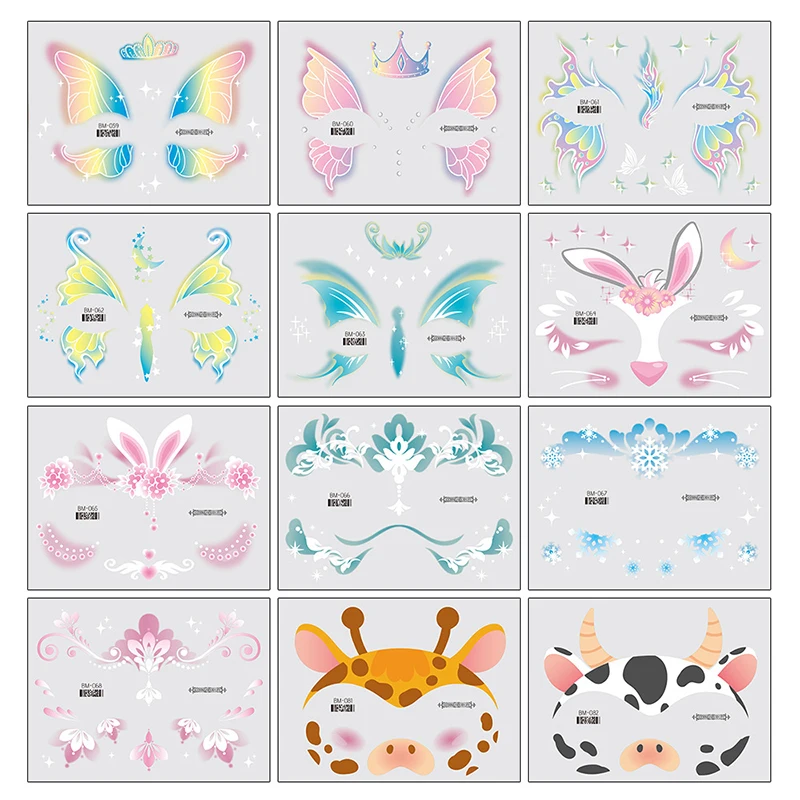 

Colorful Butterfly Cartoon Animal Tattoo Stickers Waterproof Eyes Face Stickers Safe Body Art Fake Tattoos Stage Makeup Tattoo
