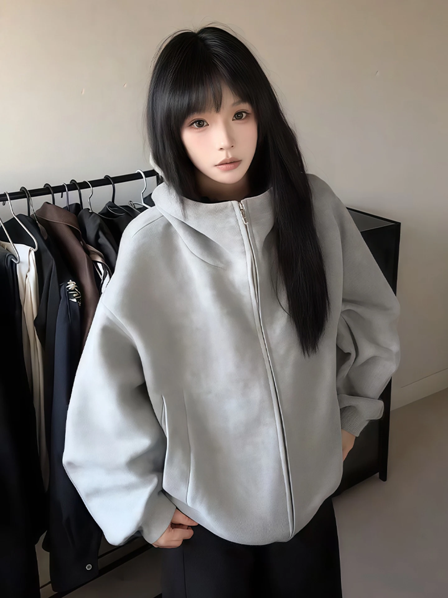 

Легкий мужской кардиган с капюшоном, осенний, высококачественный, плотный, в американском стиле, для пар, из полиэфирного волокна