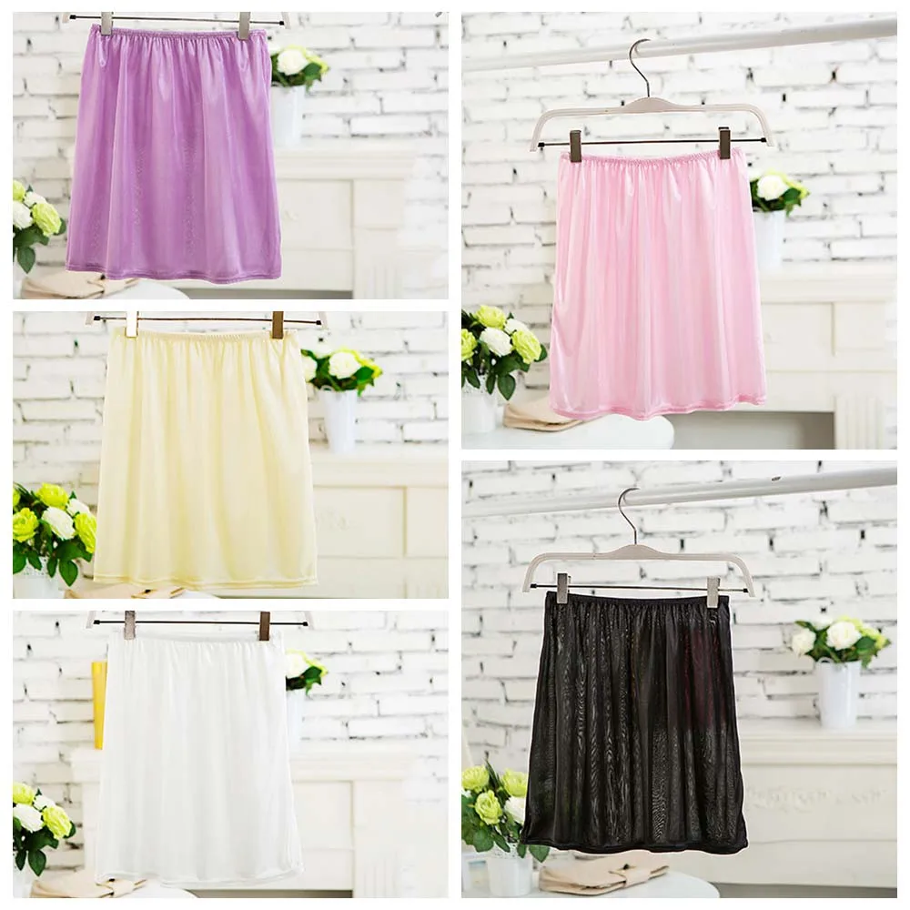 Short Length Women Dress Underskirt Slips 40cm Skirt Accessories Half Slips Petticoat Innerwear Solid Color