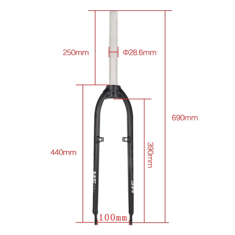 HASSNS MTB-Gabel, starre Fahrradgabel, 26/27,5/29 Zoll, Aluminiumlegierung, Mountainbike-Gabel, gerades Rohr, V-Bremse, MTB-Hartgabel – Detail 3