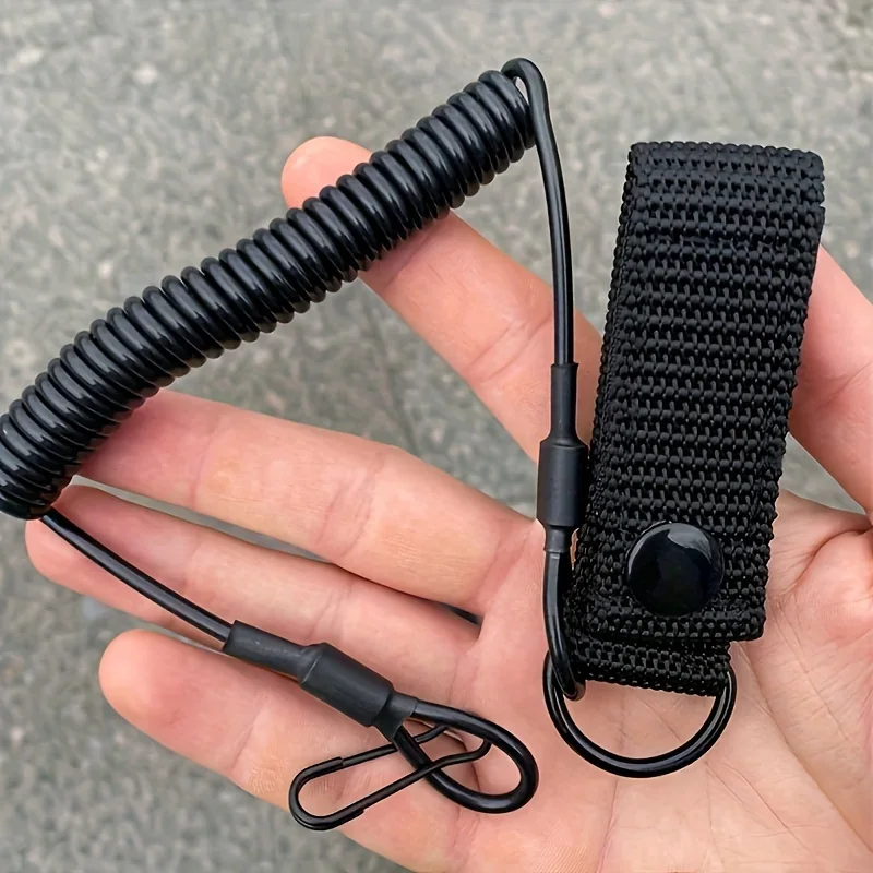 Retractable Tool Safety Lanyard, Coiled Elastic Cord with Snap Hook & Nylon Strap, Anti Drop Tool Tether for Wrenches Pliers