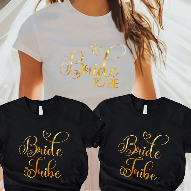 Bridal Wedding Tops Team Bride Tribe Y2k Tops Bachelorette Farewell Party T-shirt Future Bride To Be Tees Bridesmaid Blouses