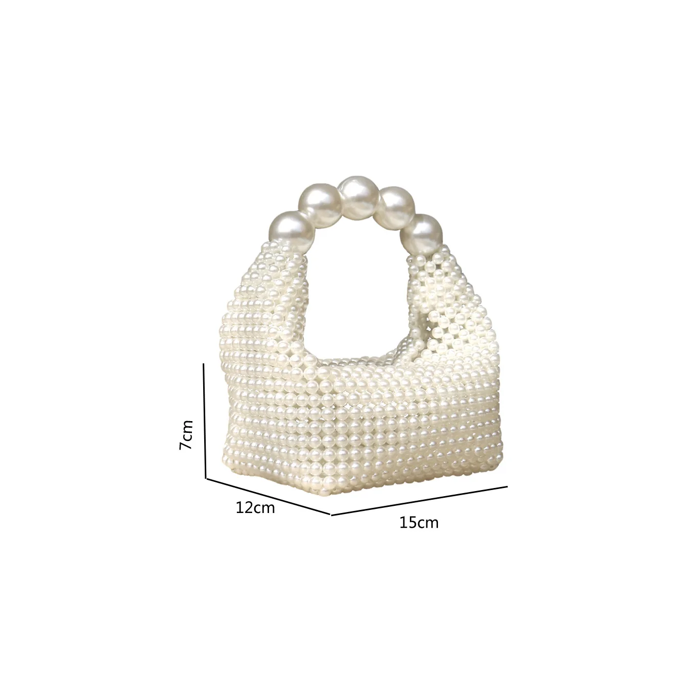 Ladies' new fashionable pearl hand woven wrist bag retro hollow imitation pearl bag hand woven bead handbag high-end dinner bag