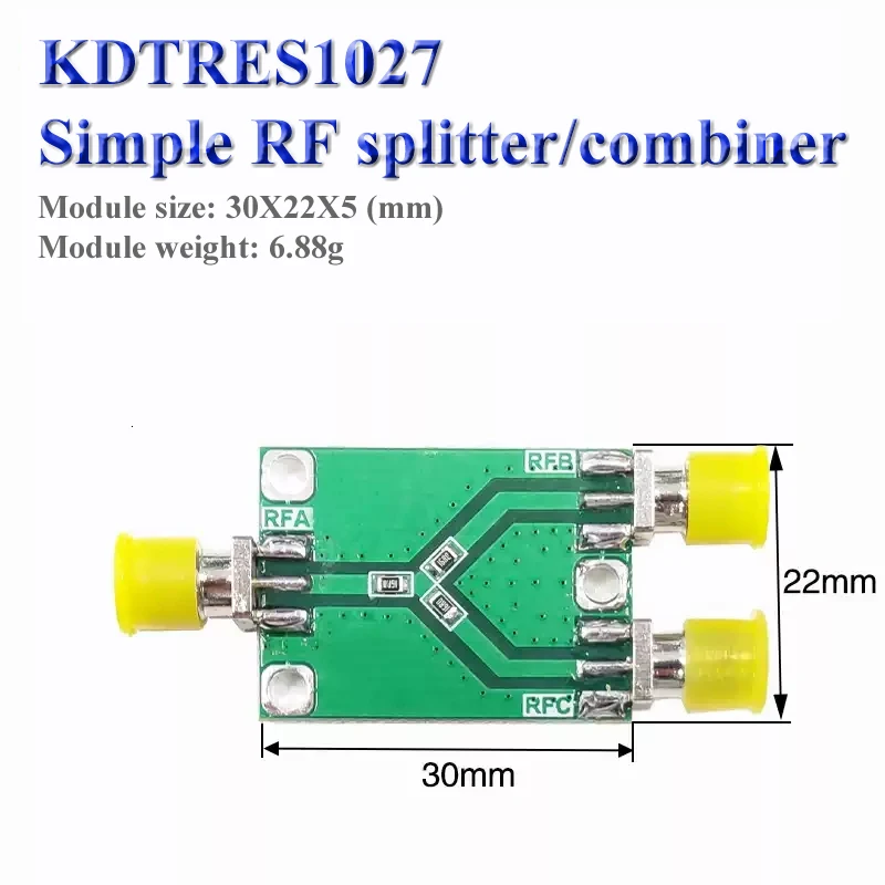 KDTRES1027 مقاوم ميكروويف RF 6 جيجا هرتز، مقسم طاقة بسيط، وحدة مقسم واحد إلى اثنين، مجمع/فاصل RF
