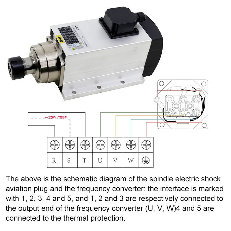 محرك المغزل باستخدام الحاسب الآلي 4.5kw 220 فولت 380 فولت محرك المغزل المبرد بالهواء ER32 تشاك مع شفة تركيب للنقش والطحن باستخدام الحاسب الآلي