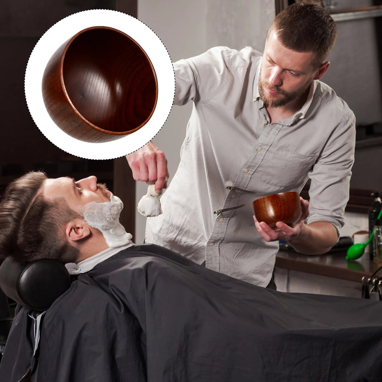 

Solid Wood Shaving Soap Bowl Premium Durability Smooth Edge Comfort Handle Classic Design for Wet Shaving Enthusiasts Gentleman