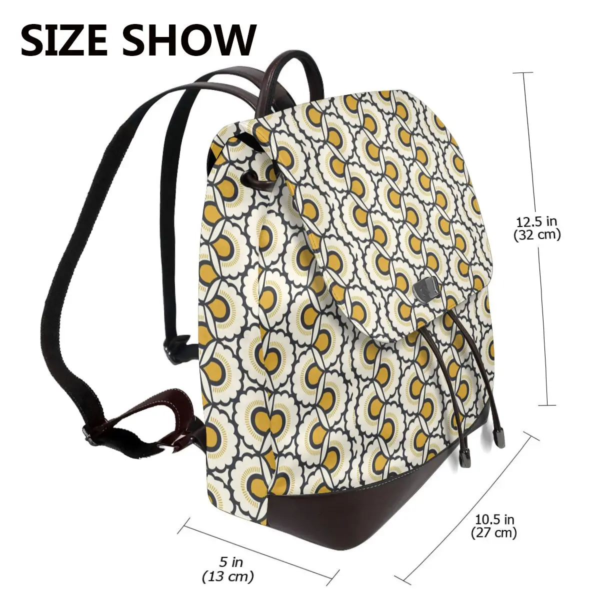 Nova mochila feminina multifuncional com padrão boêmio, bolsa escolar casual de couro para meninas, bolsa de ombro de viagem da moda