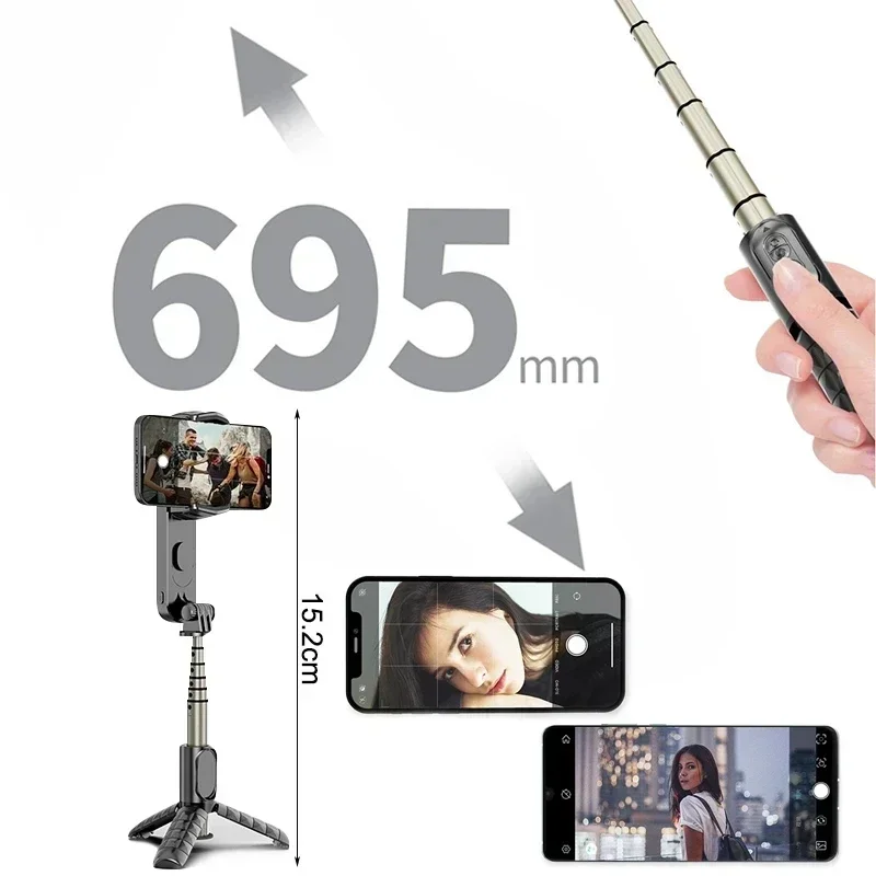 Trépied perche à selfie avec lumière LED, support de téléphone portable, stabilisateur de téléphone portable, support d'appareil photo, iPhone et Android, cadeau 2025