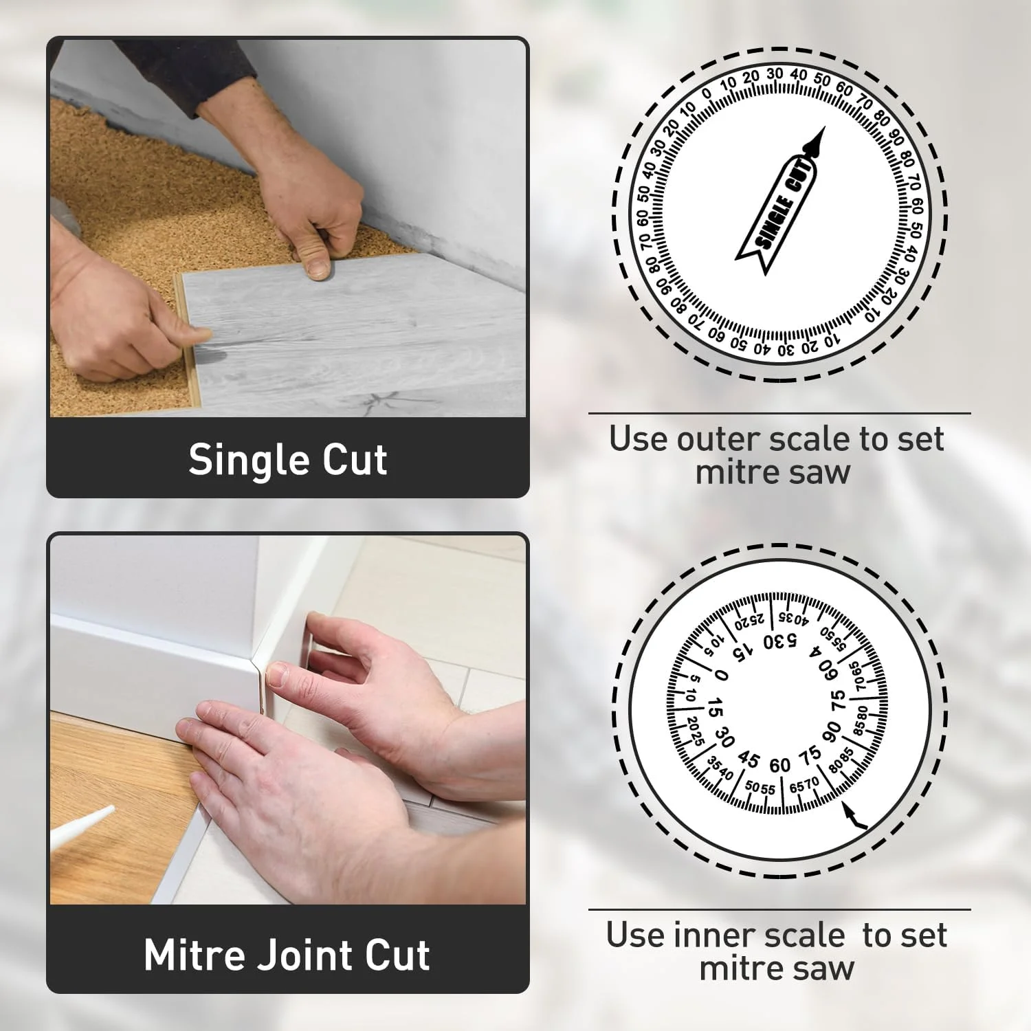 Aluminum Miter Saw Protractor Professional Angle Measuring Tool Comes with Two Extra Straightedge Protractors for Wood Home DIY