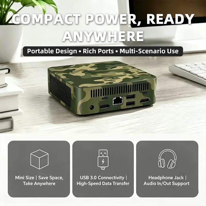 Mini PC Camouflage Colors New 2026 Gaming Desktop Core i9 10980HK 16GB RAM 1TB 2TB SSD WiFi6 BT5.2 4K HD Office Study Computer
