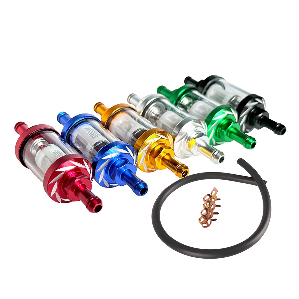 8mm Inline Gas Fuel Filter Reusable Washable With Oil Pipe For ATV Kawasaki KTM Yamaha Honda CRF 250R 450R 250X 450X 250RX 450RX