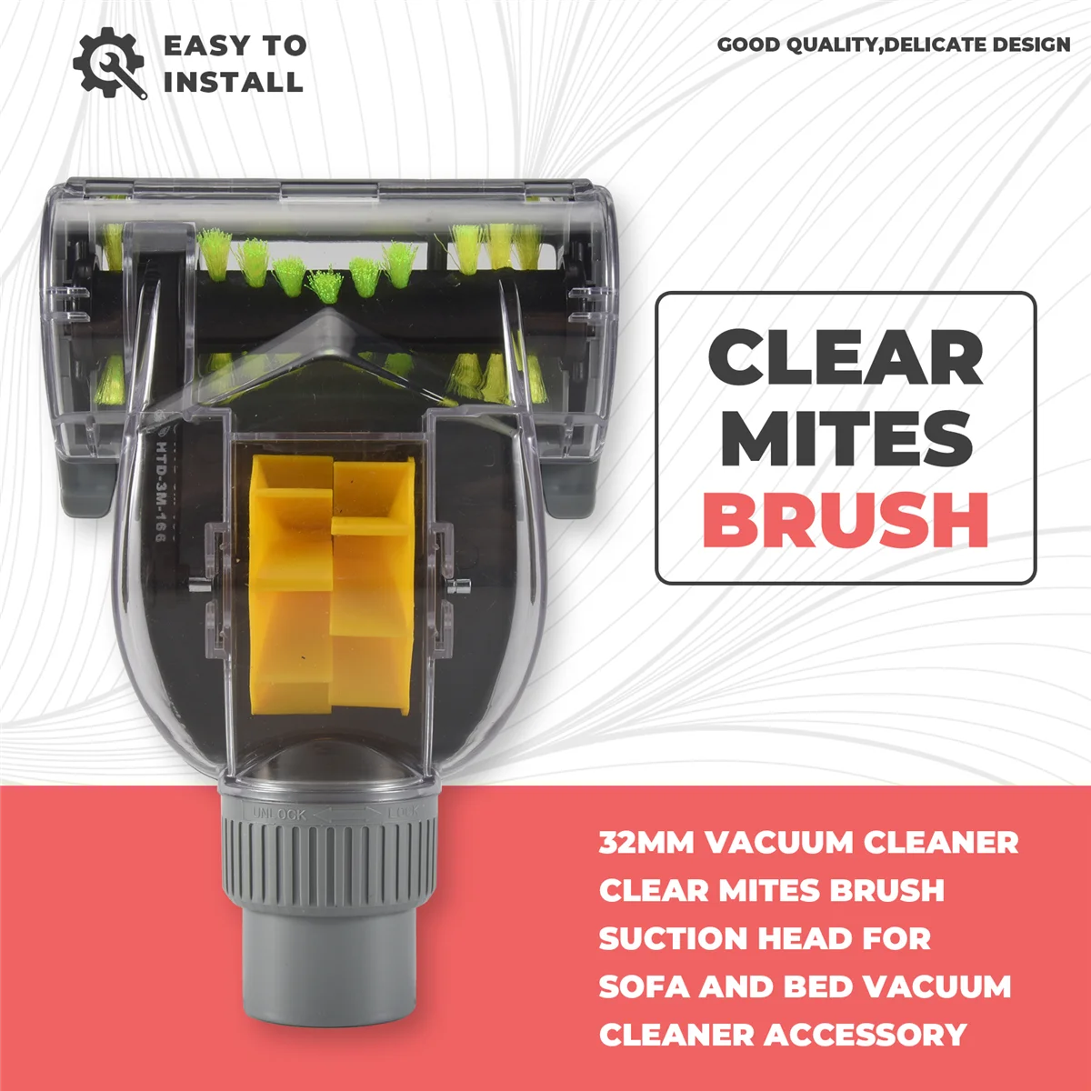 Abrg 32mm aspirador de pó claro ácaros escova cabeça sucção para sofá e cama acessório aspirador pó