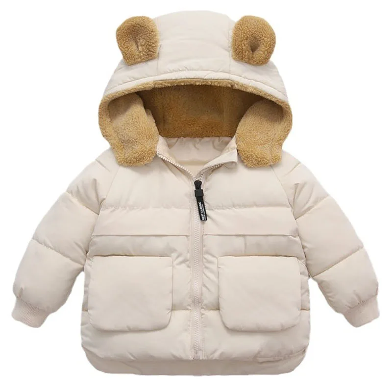 2025 Toddler Winter Clothes Jackets For Boys Korean Fashion Casual Cute Fleece Warm Thicker Hooded Outerwear Girls Coats B184