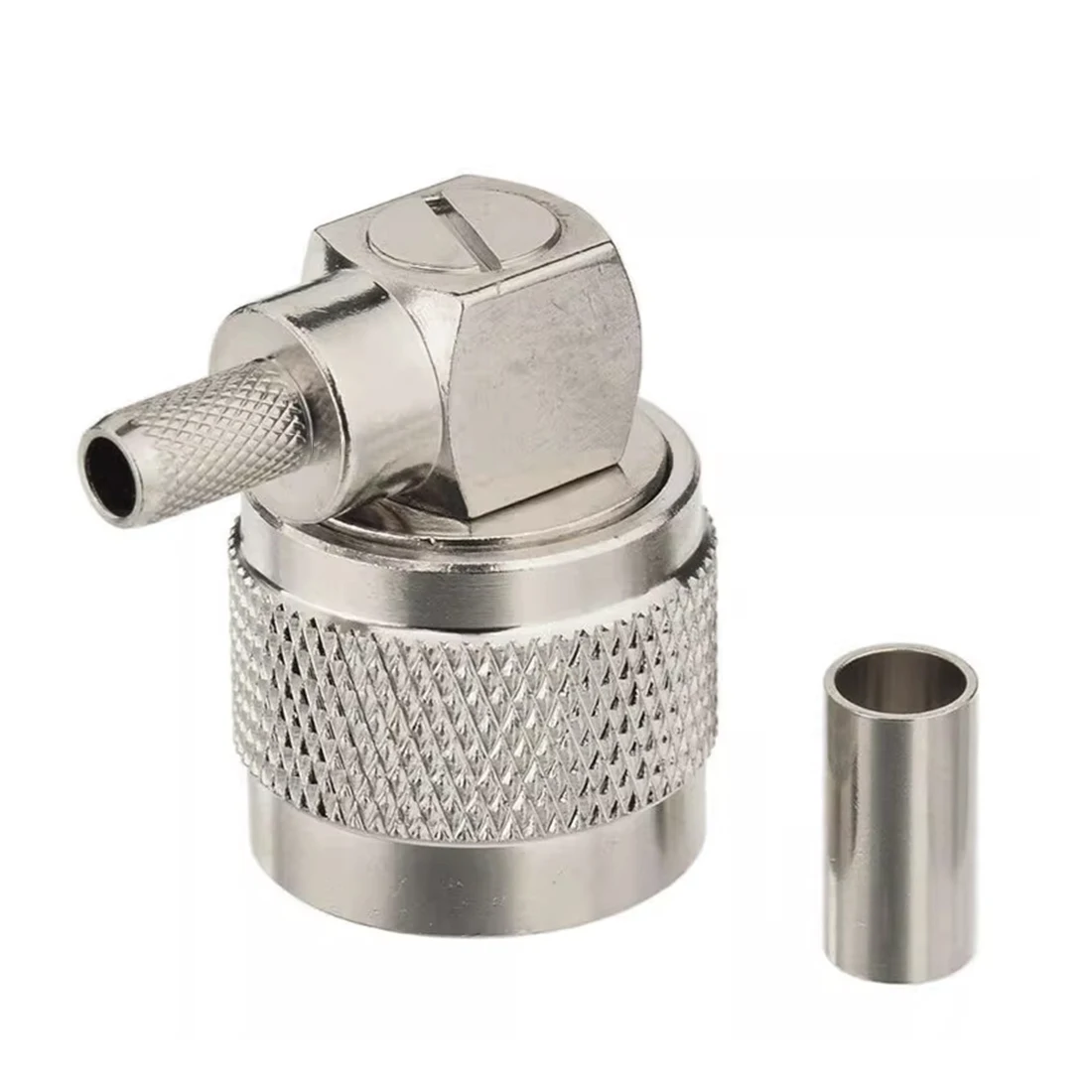 

1pc N Male Plug RF Coax Convertor Connector Crimp RG58 RG142 RG400 LMR195 Right Angle Nickelplated NEW Wholesale