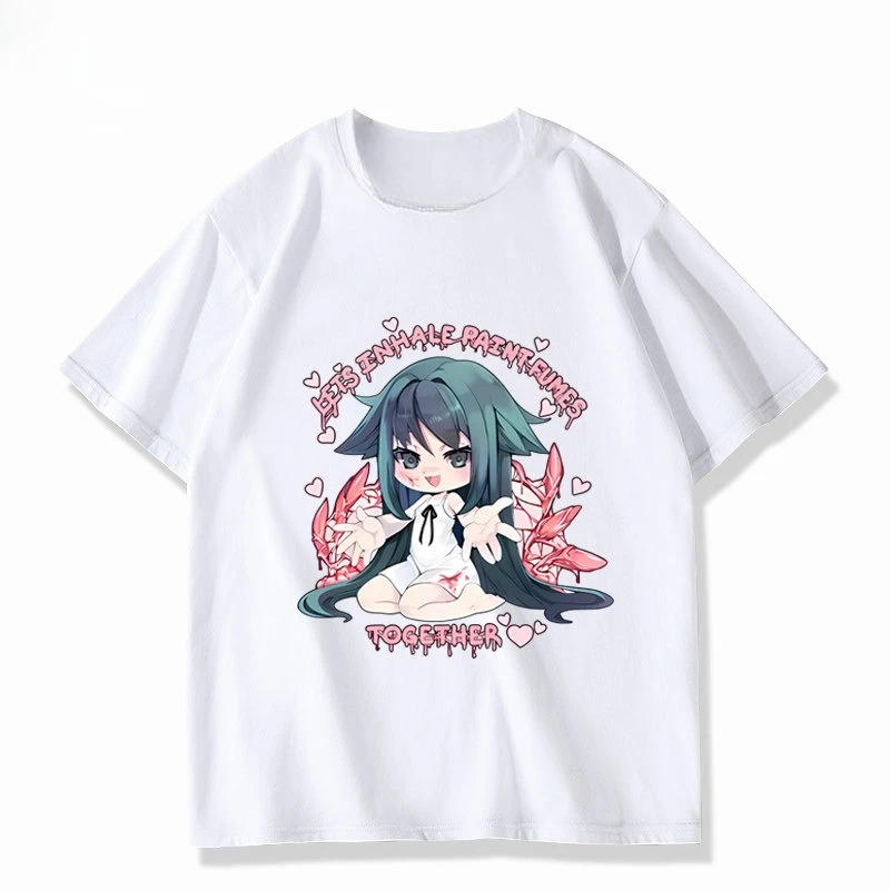 Touhou Project T-Shirt Reimu Hakurei Chibi Cute Print Short Sleeve Tee Unisex Streetwear Tops Summer Casual Anime Merch Gift