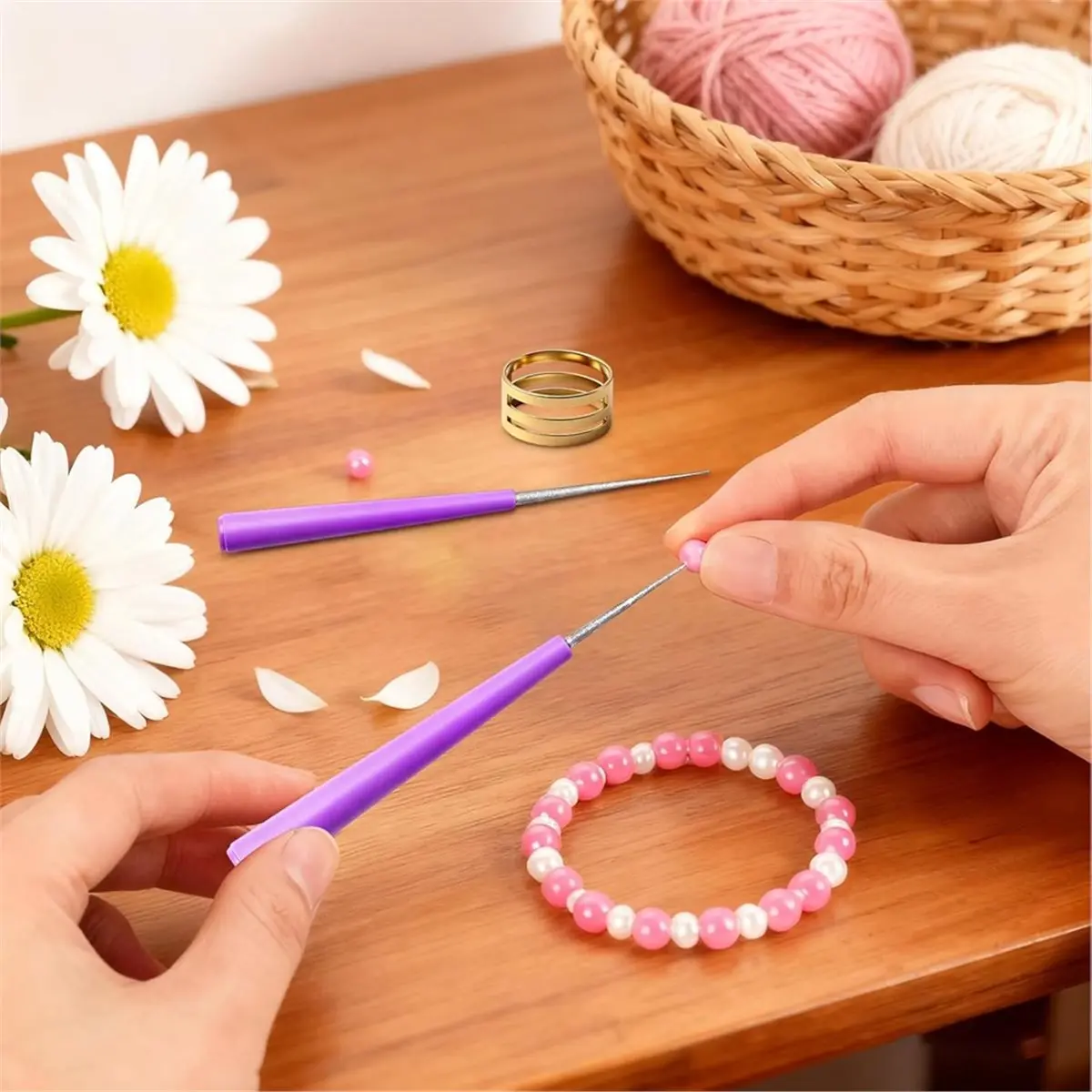 PROMOTION~ 3PCS Jewelry Making Bead Reamer Tool with 1 Open Ring, Beadable Tipped Hole Enlarger for Beading Bead-Reamer-Tool