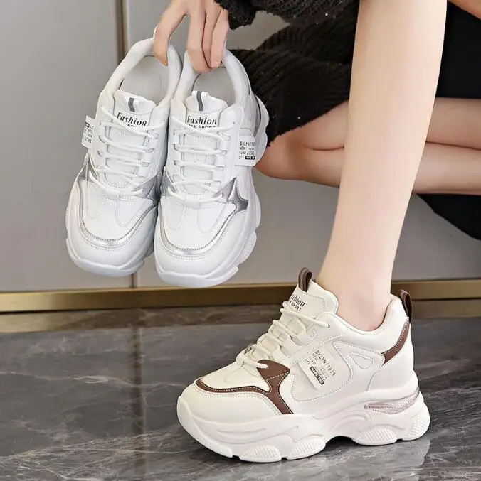 

Женские кроссовки на толстой подошве, новинка 2025, весна-осень, белая спортивная обувь, повседневные женские удобные дышащие кроссовки