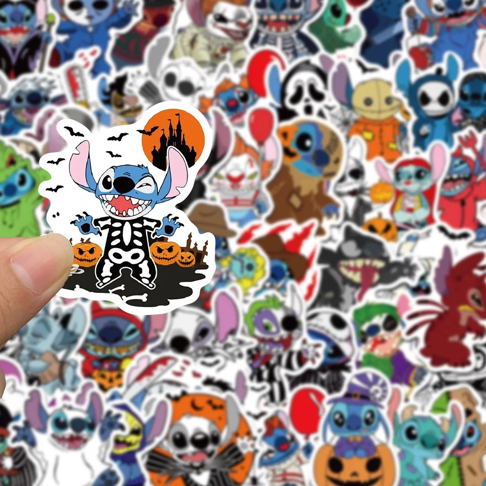 10/50pcs Cute Funny Disney Stitch Halloween Horror Movie Character Stickers Phone Car Laptop Fridge Anime Decal Sticker Kid Toy