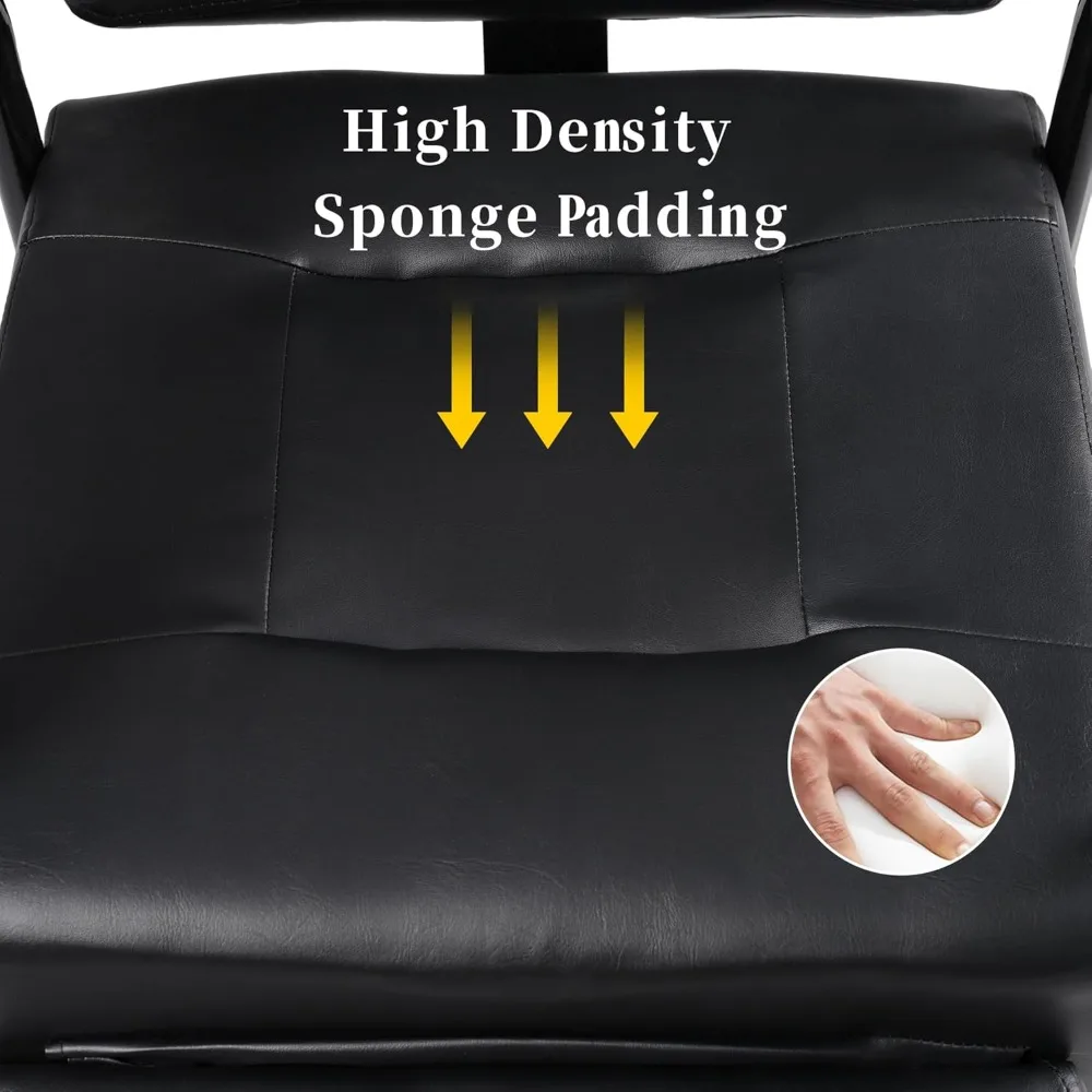 كرسي صالون قابل للتعديل مع مسند للقدمين لمصففي الشعر، 90-150 ° معدات مقعد الحلاقة المنجدة بالجلد المائل #5