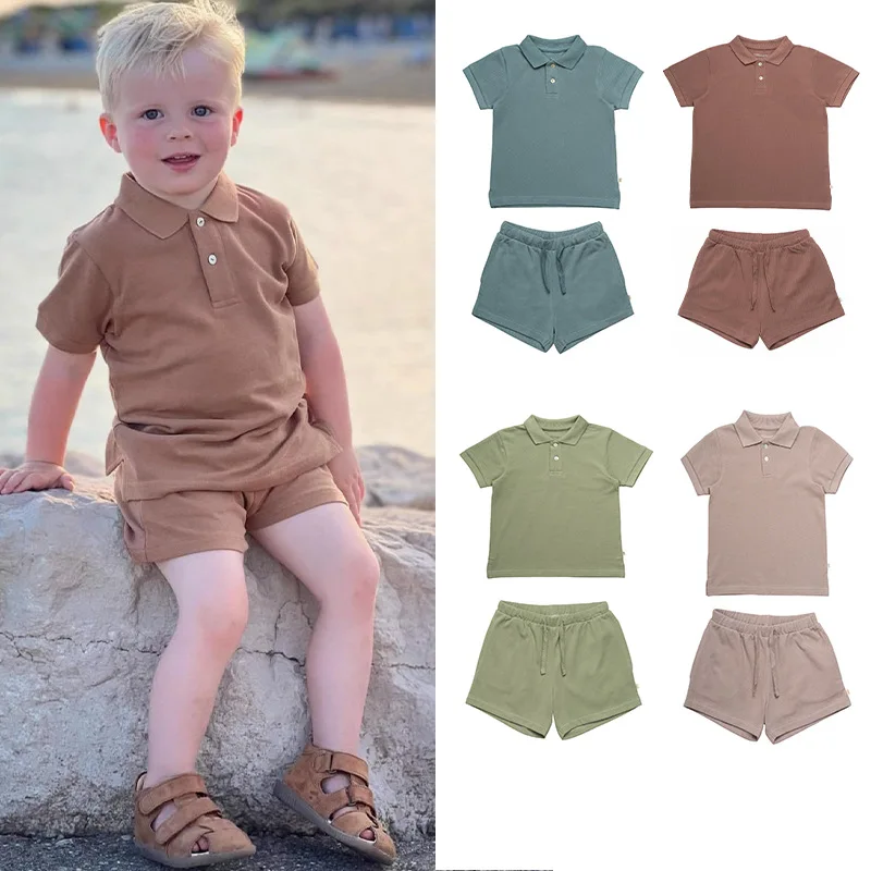 

Jenny&Dave Danish style 24 spring/summer baby boys and girls collar comfortable and versatile short sleeved top and shorts for c