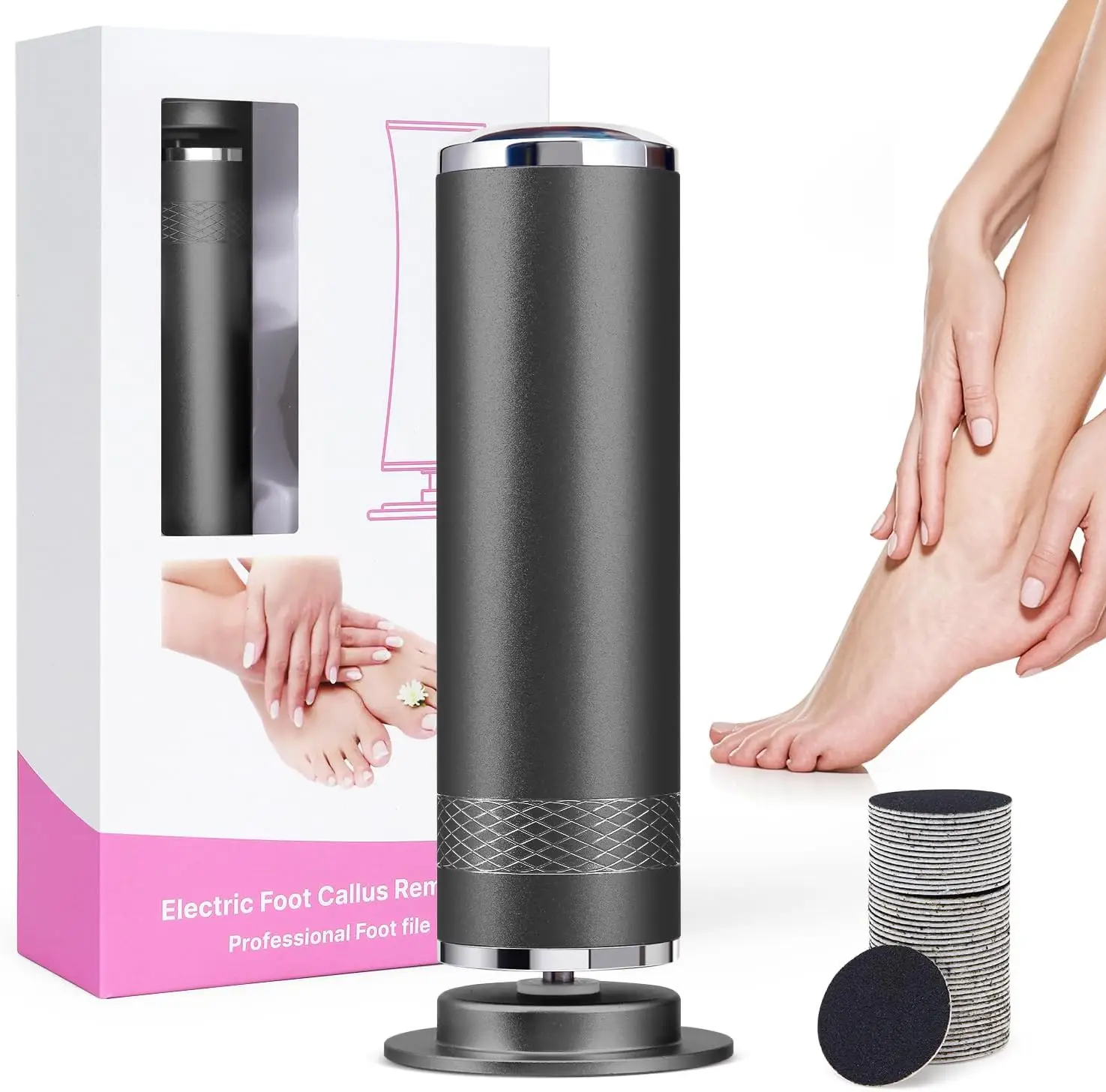 

Electric Foot File , Pink Callus Remover for Cracked or Tough Skin, Electric Foot Care Tool