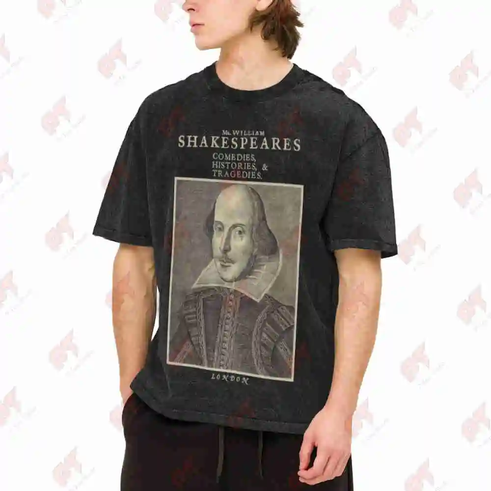 William Shakespeare Vintage Portrait Plays Vintage Washed Tee Pure Cotton T-Shirt