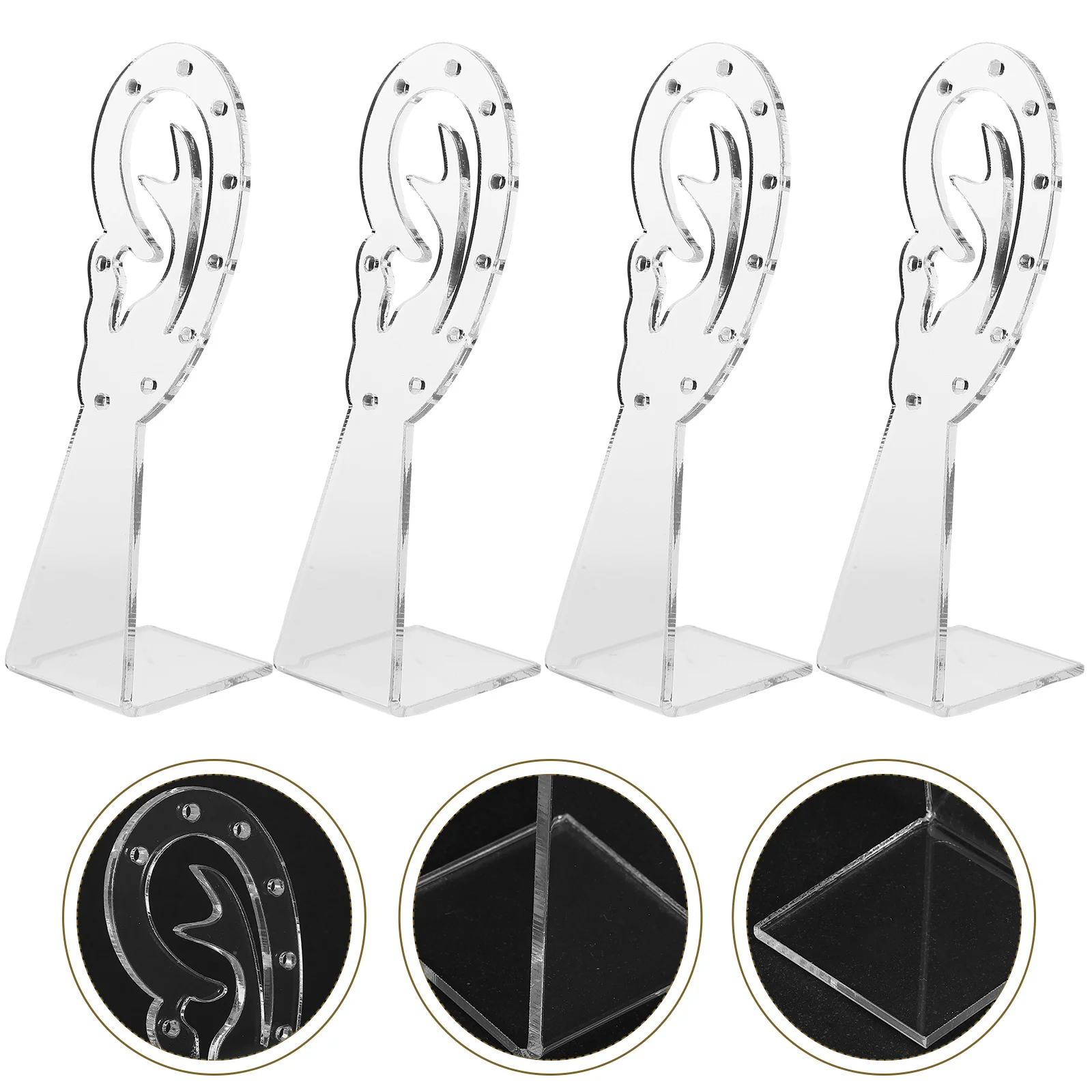 

4 Pcs Acrylic Ear-shaped Jewelry Rack Show Tabletop Organizer Earring Display Holder